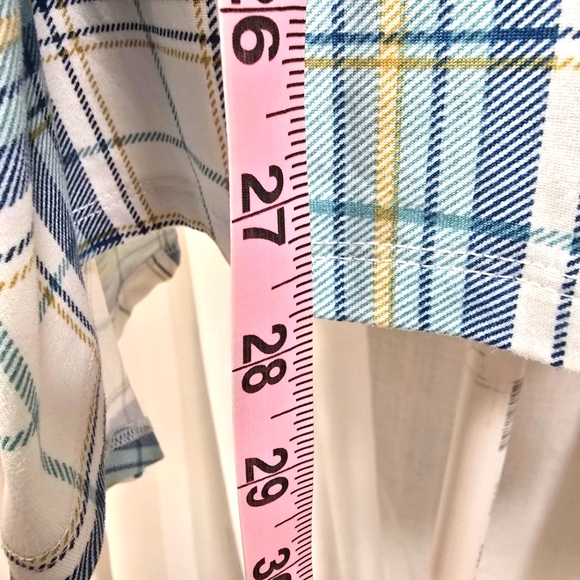 2/$30 Above & Beyond White & Green Plaid Short‎ Sleeve Tunic Size L Super Soft - Picture 3 of 11
